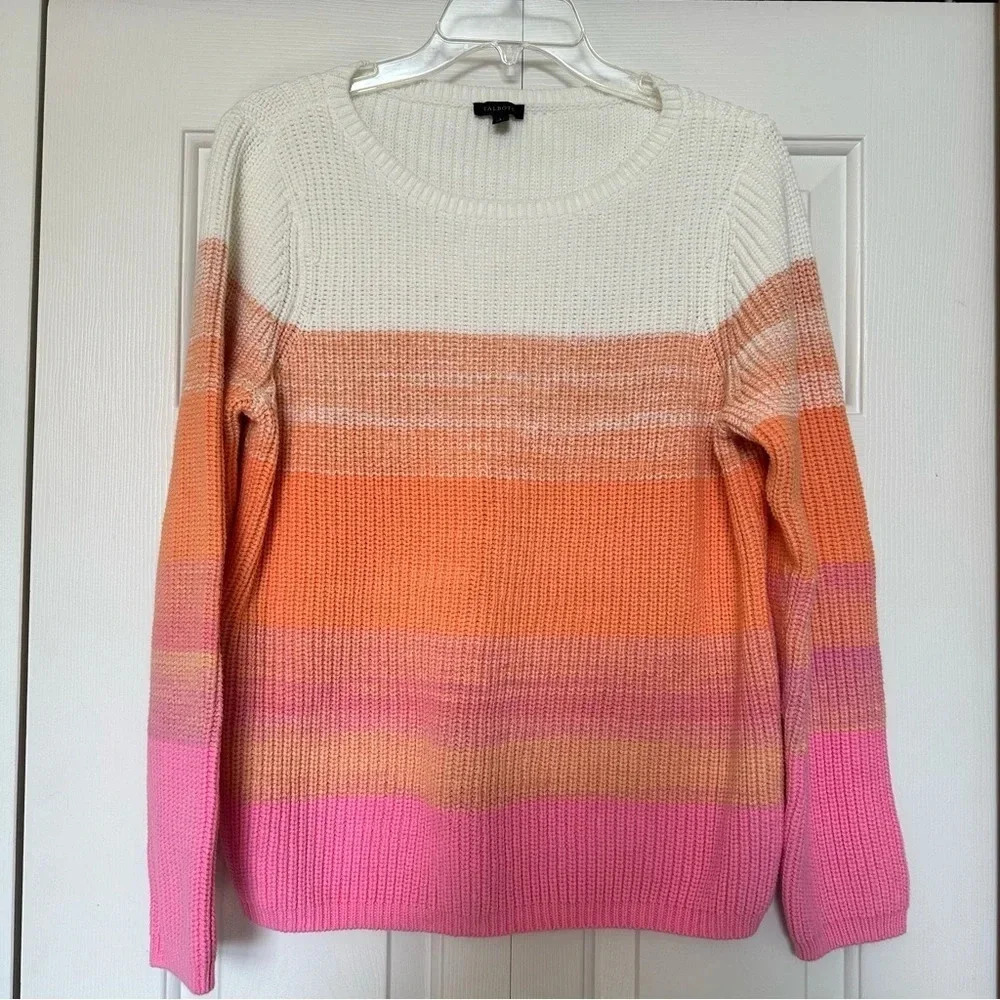 Talbots | Women's Cotton Vivid Pink Ombre Summer‎ Sweater
